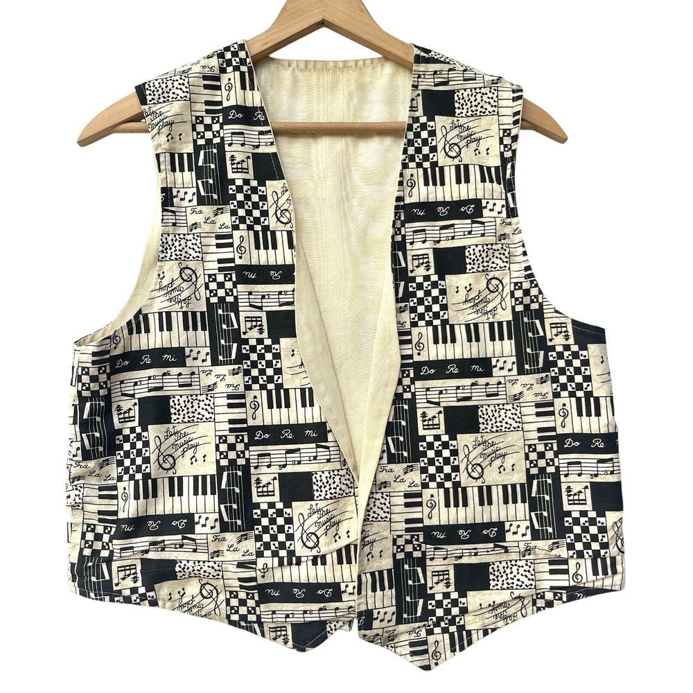 Band Choir Music Teacher Vest Novelty Handmade Pocket‎ Piano Keys Musical Notes
